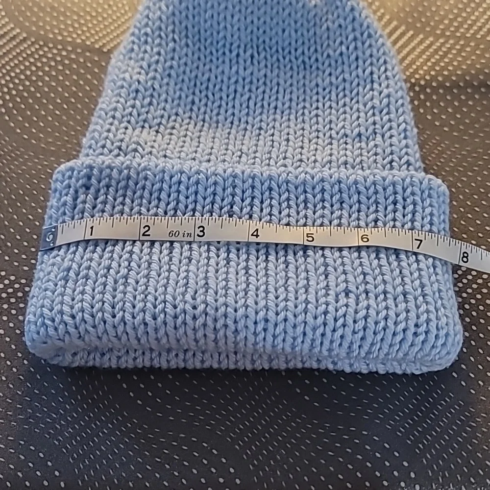 teen/Adult  Blue Knit Pom-Pom Beanie